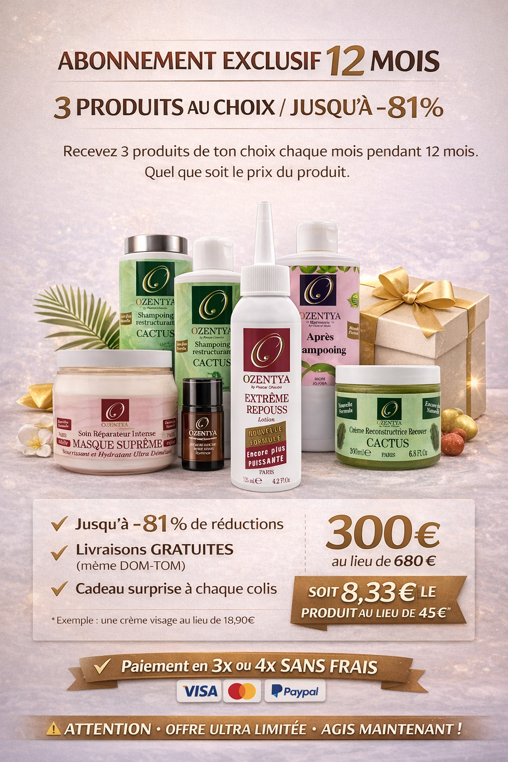 Abonnement Exclusif 12 Mois , 3 Produits au Choix  chaque mois/ Jusqu’à -81 %
