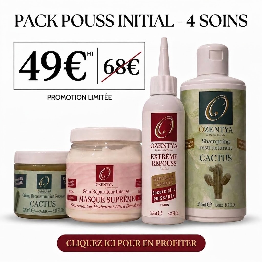 Pack Pouss Initial Ozentya : Routine Complète pour Stimuler la Pousse & Renforcer les Cheveux 