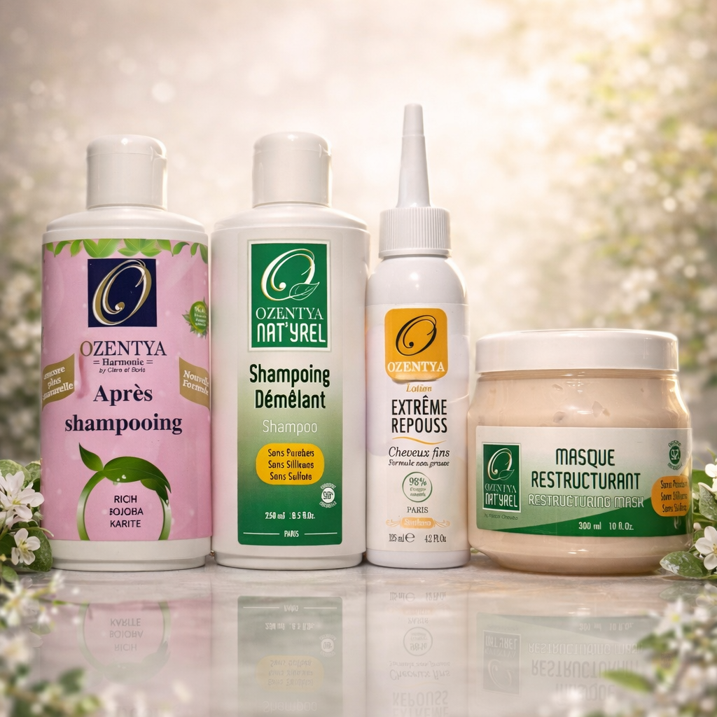 Pack pouss cheveux fins Ozentya, Faites pousser vos cheveux  plus vite, naturellement et sans risque