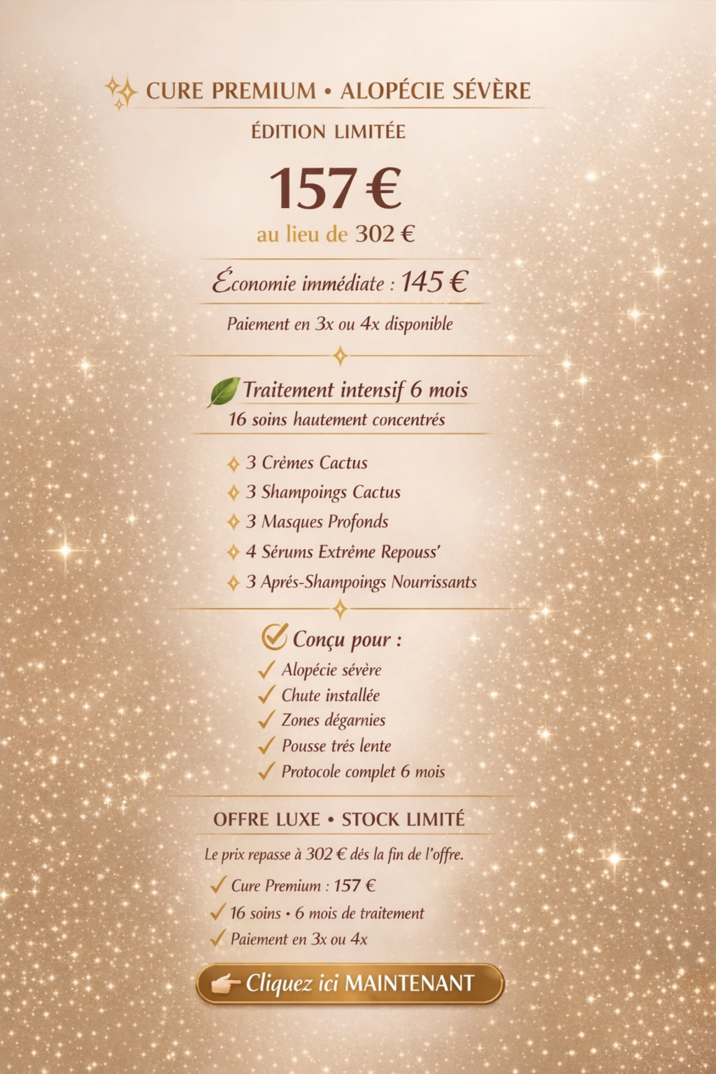  Cure 6 mois initial, 16 soins alopécie sévère