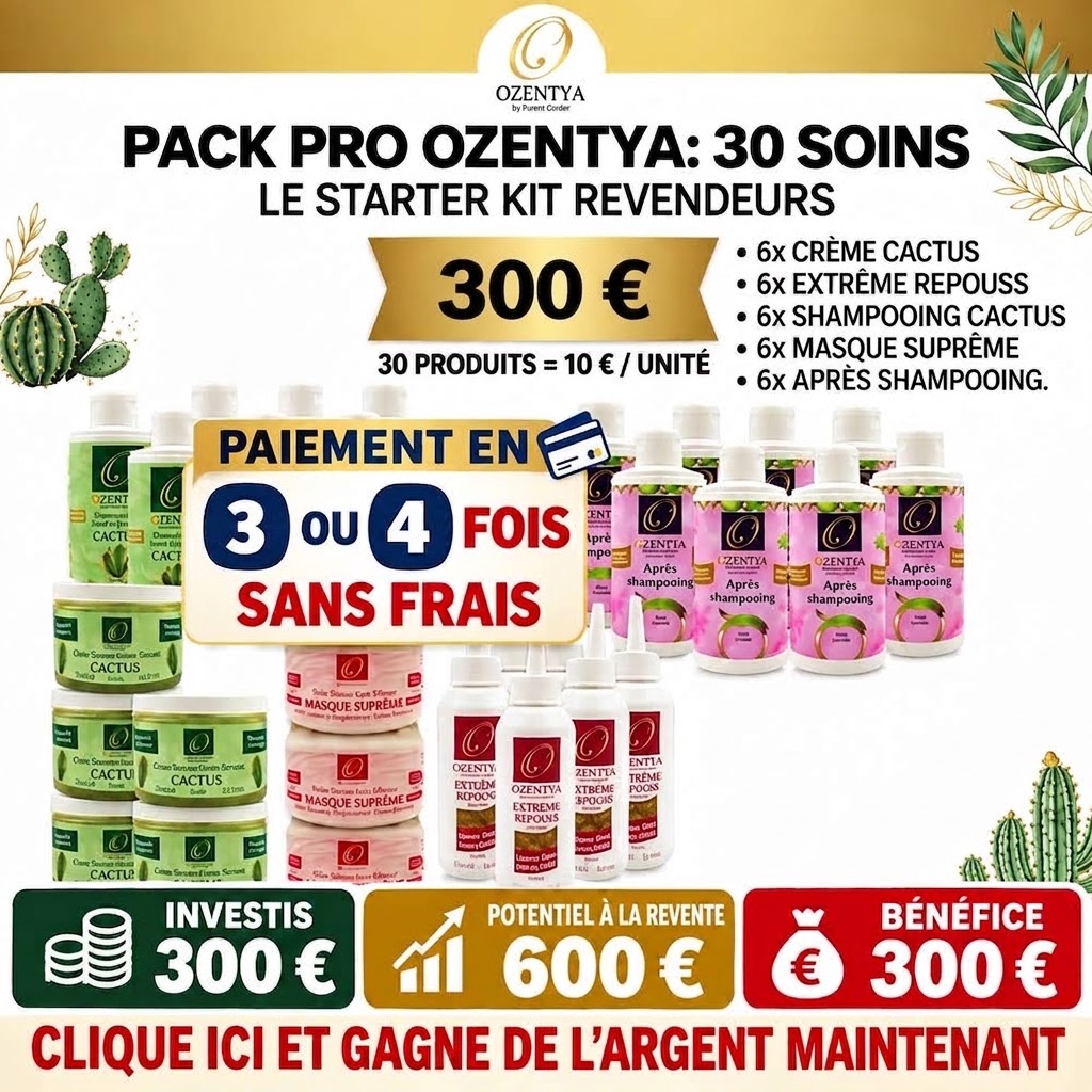 PACK PRO OZENTYA — 30 SOINS À REVENDRE