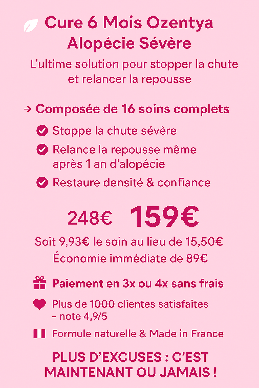  Cure 6 mois initial, 16 soins alopécie sévère