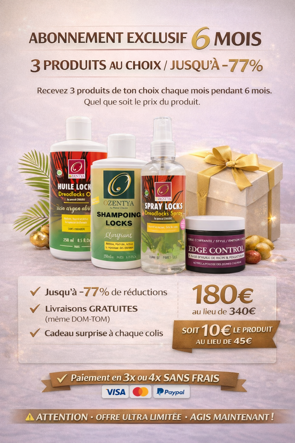 Abonnement Exclusif 6 Mois, 3 Produits au Choix  chaque mois / Jusqu’à -78 %