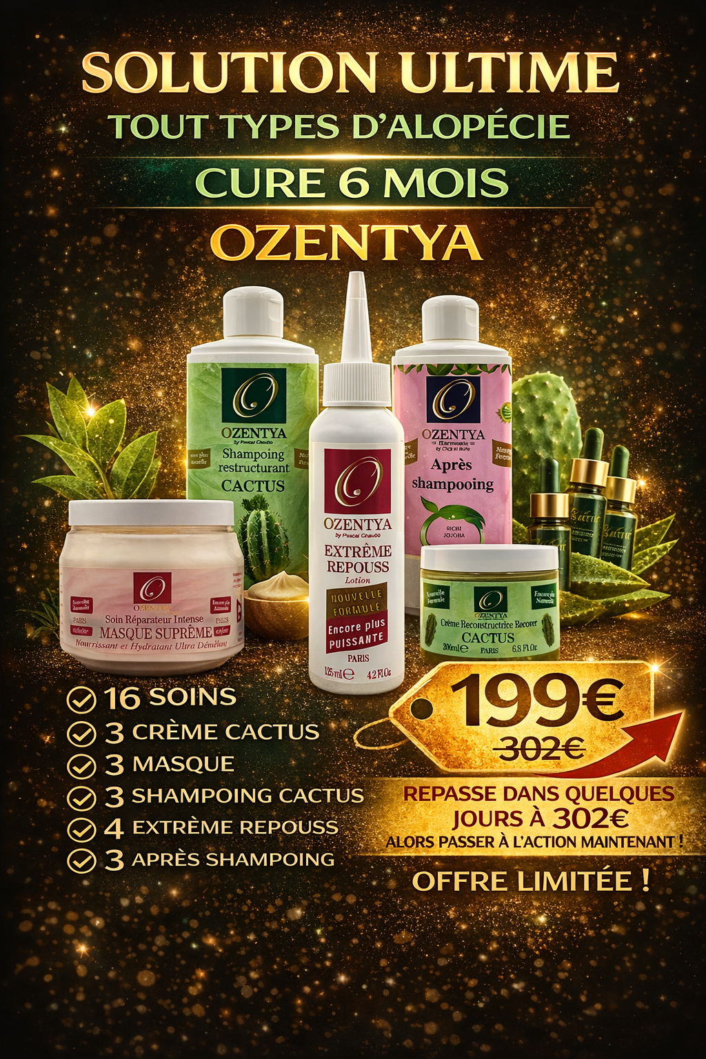  Cure 6 mois initial, 16 soins alopécie sévère