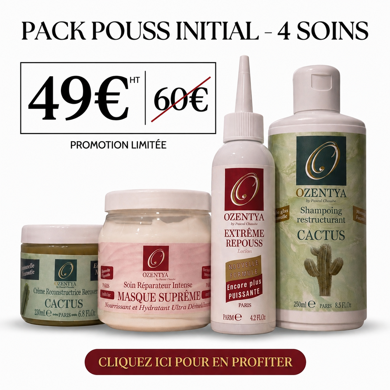 Pack Pouss Initial Ozentya : Routine Complète pour Stimuler la Pousse & Renforcer les Cheveux 