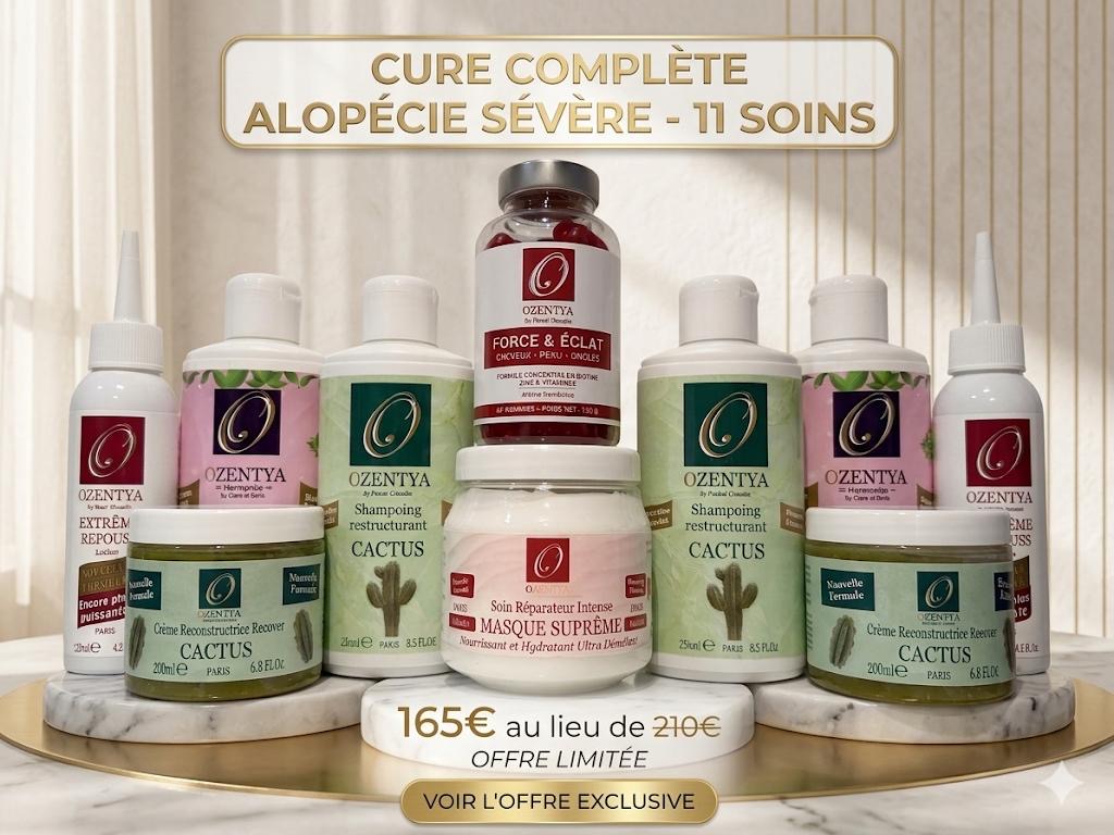  Cure Alopécie Sévère Ozentya – 165 eu sur le site / 140 eu au Dépôt : Repousse Intensive & Densité Capillaire Maximale 